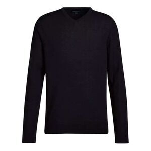 Patrick Assaraf V-Neck Long Sleeve T-Shirt Black Large